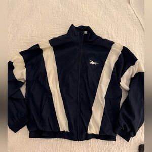 Reebok Dark Blue and White Athletic Jacket